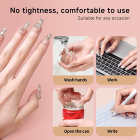Gosojam result on hands wearing press-ons, showcasing durable water-resistant finish