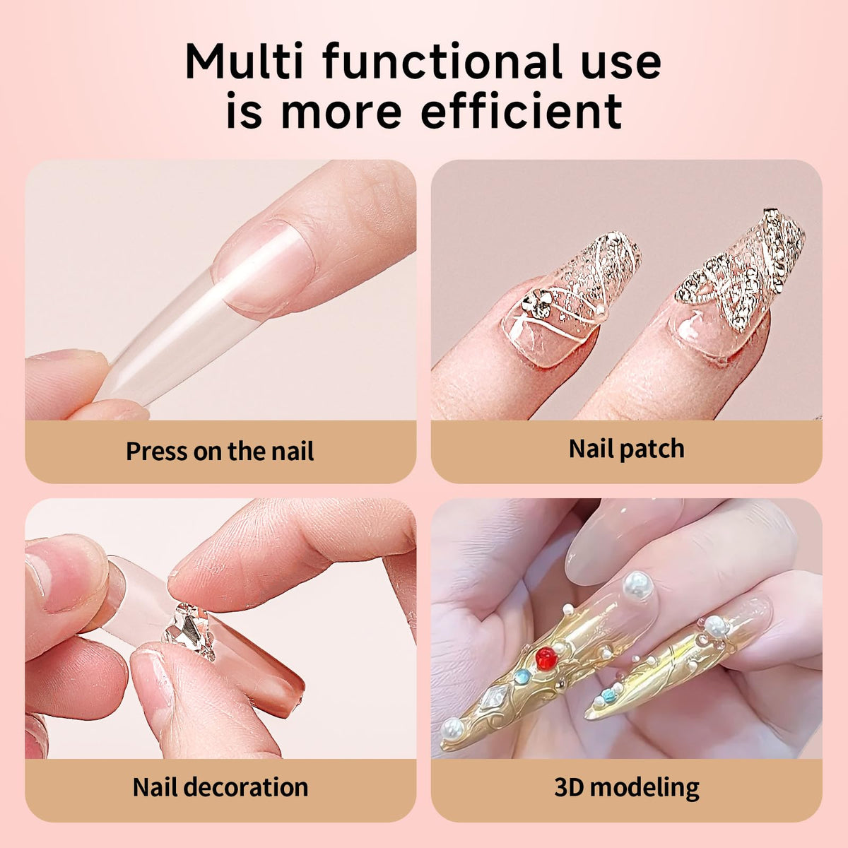 Gosojam used to secure nail art pieces, showing strong reliable adhesion