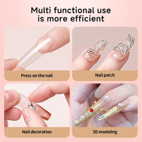 Gosojam used to secure nail art pieces, showing strong reliable adhesion