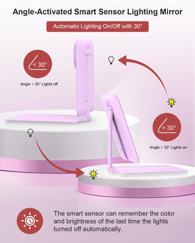 Gospire detachable 10X magnifier removed from main mirror for precise eyebrow and lash work