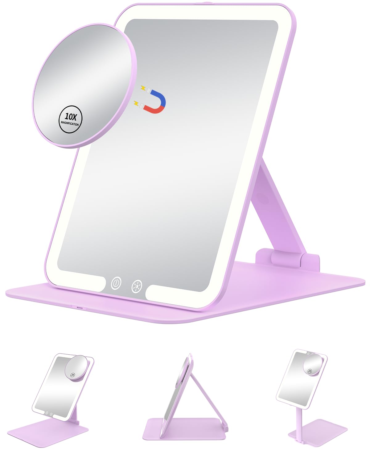 Gospire front closed purple compact mirror showing slim portable design and secure closure