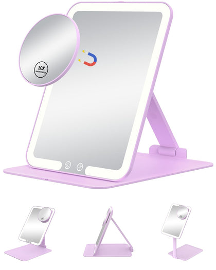 Gospire front closed purple compact mirror showing slim portable design and secure closure