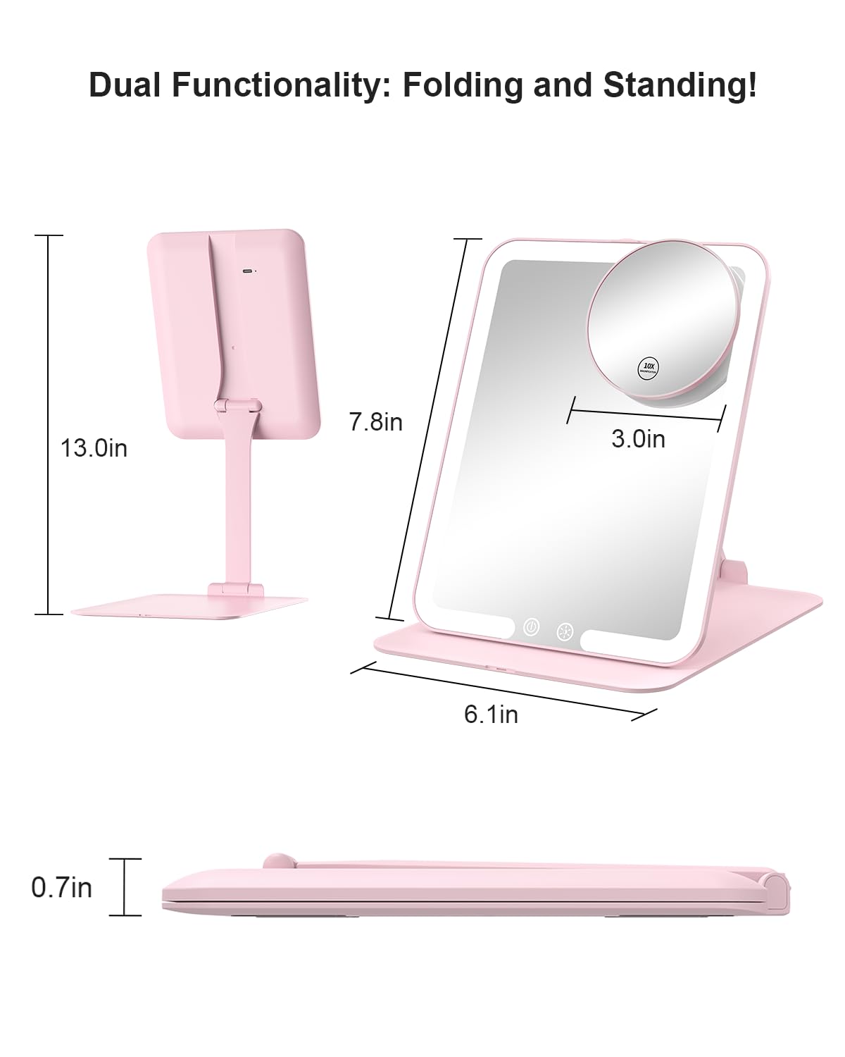 Gospire open mirror lit showing three color light options