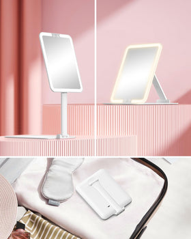 Gospire on a bathroom vanity lit for natural-looking makeup application