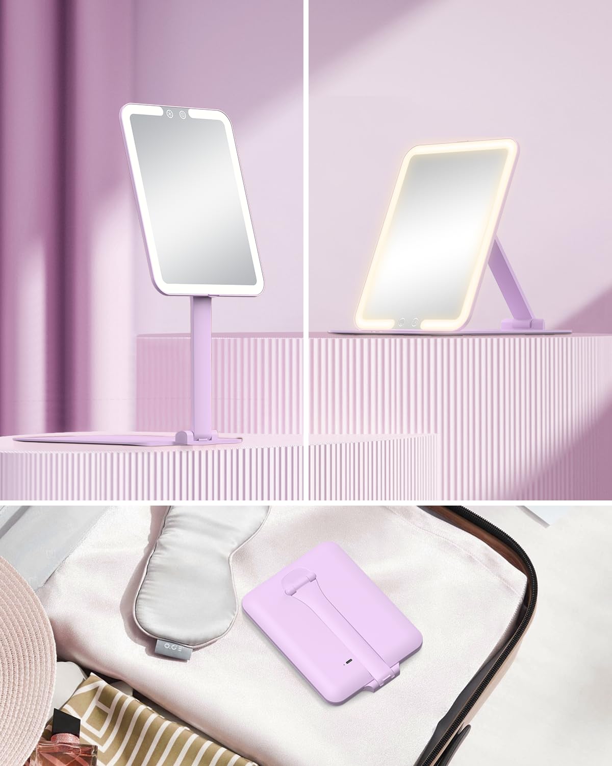 Gospire on a bathroom vanity in use demonstrating professional lighting for everyday routines