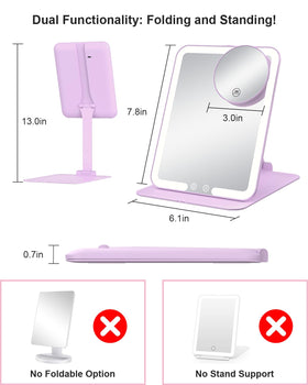 Gospire open mirror lit showing even LED illumination for true-color makeup application