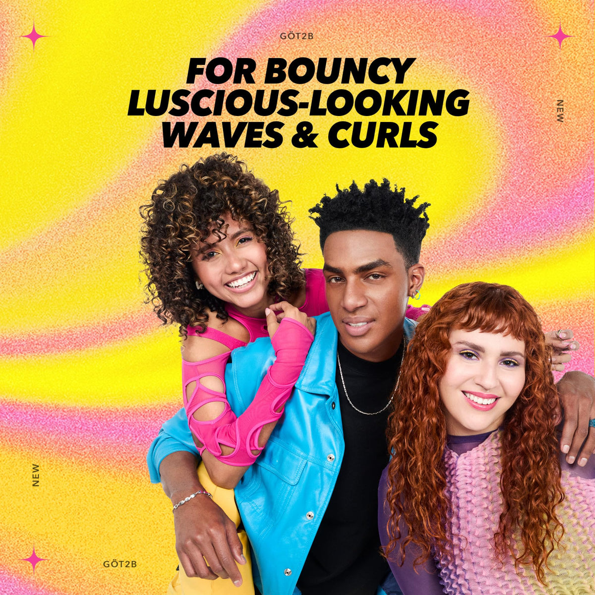 Got2B applied to damp hair showing curl activation and definition