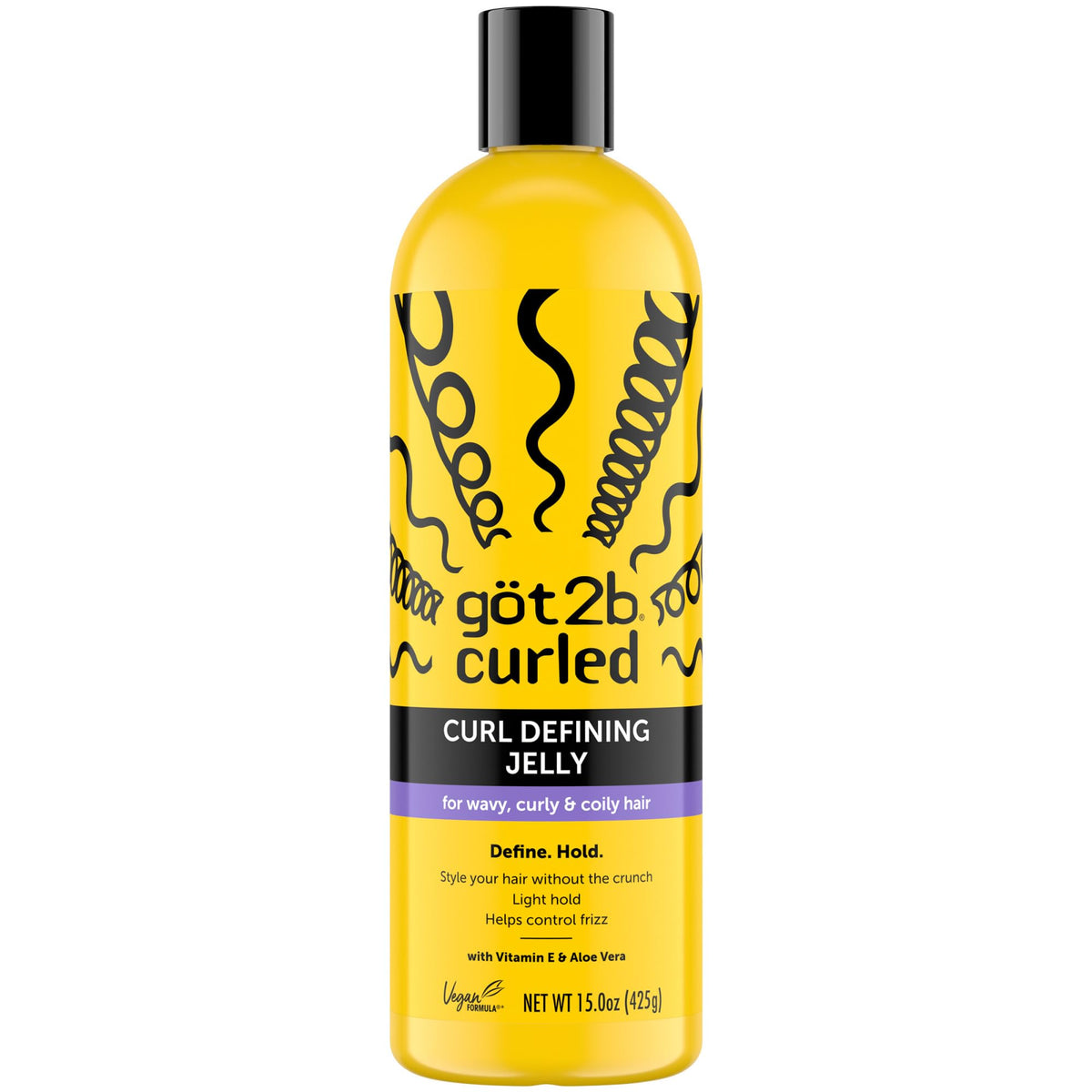 Got2B Curled front packaging showing product and size, communicates bold curl control