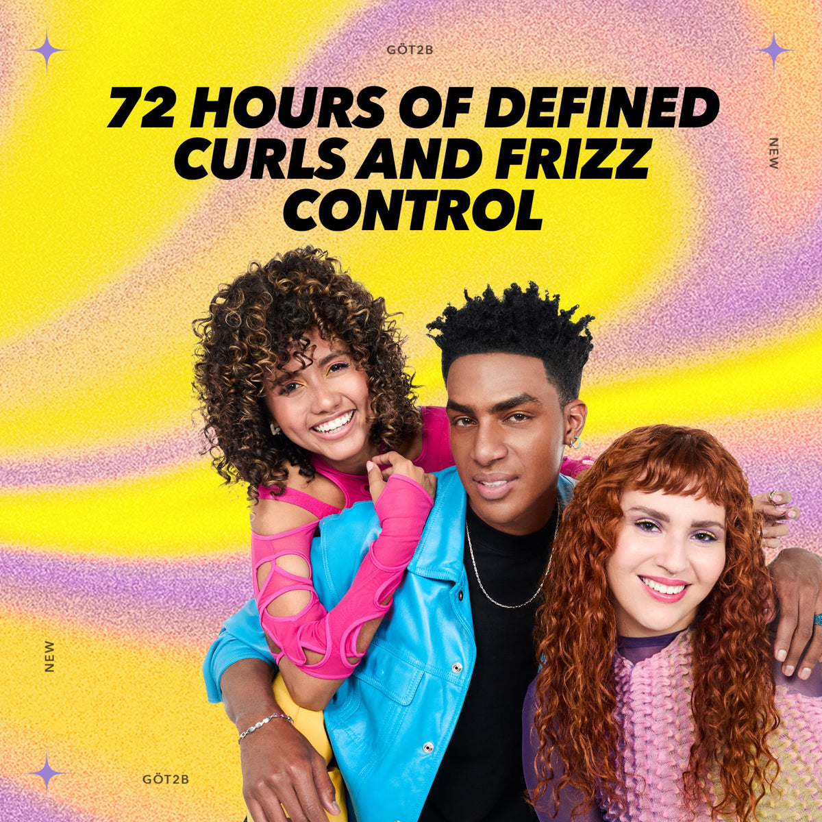 Got2B Curled hands applying gel to wet curls for defined, hydrated curl formation