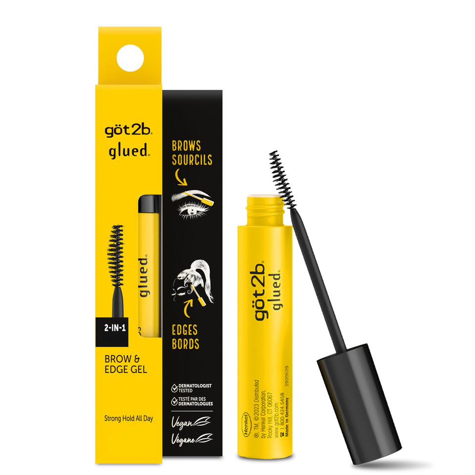 got2b front packaging of Glued brow gel showing compact design and clear finish