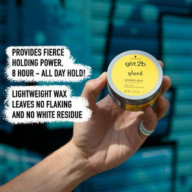 got2b wax on hands being warmed for precise application and control