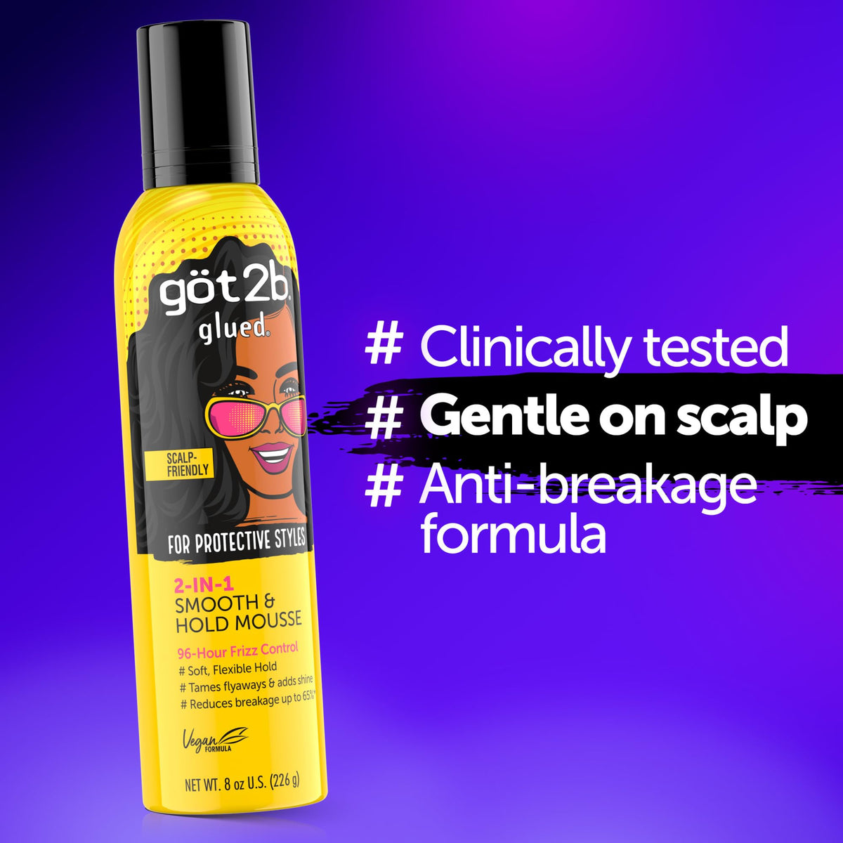 got2b on styled braids showing long-lasting frizz control benefit