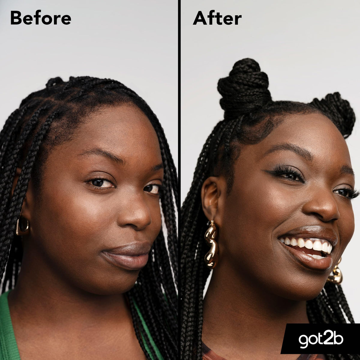 got2b brow before and after showing defined natural-looking benefit