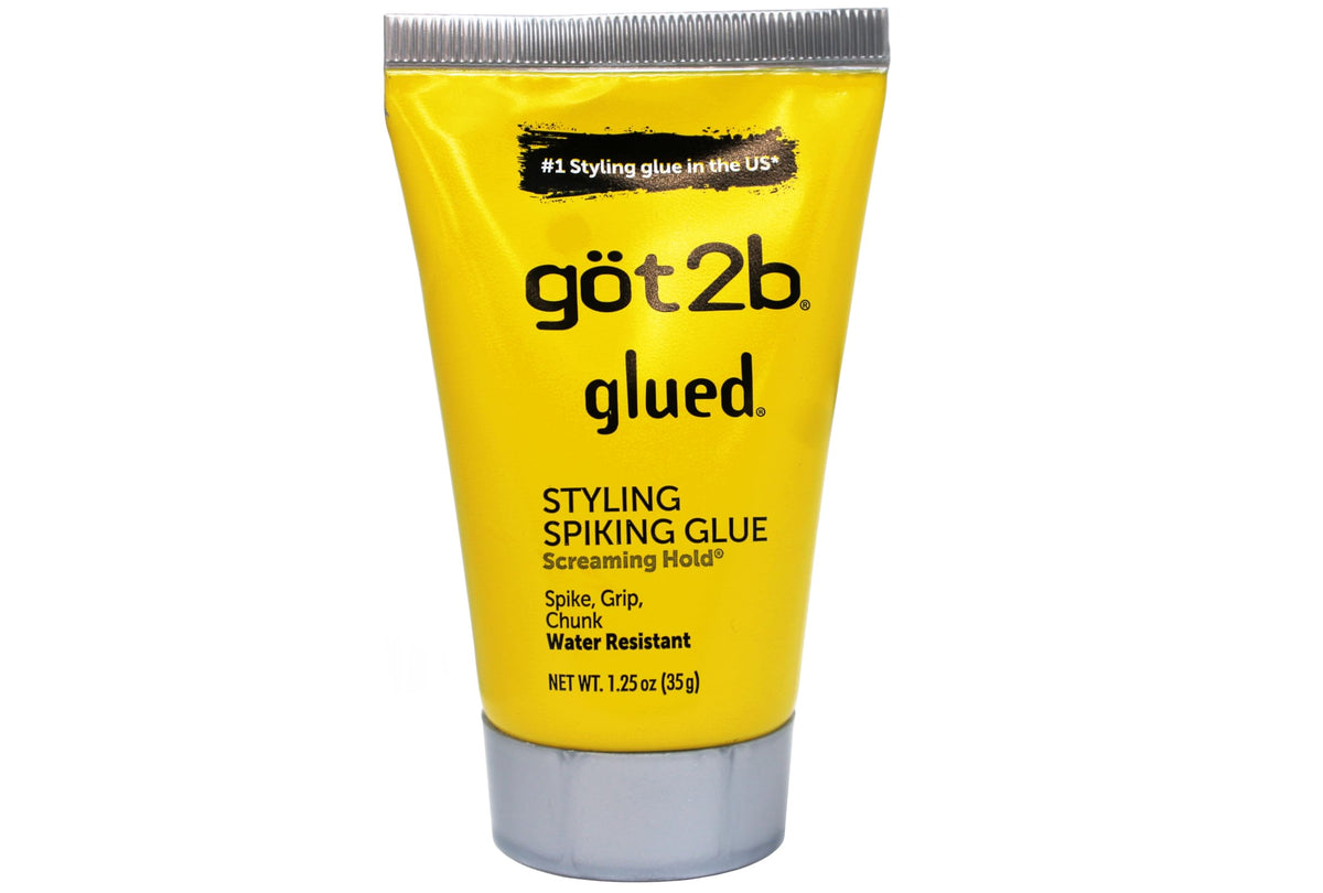 got2b glued tube close-up displays cap detail and gel texture for precise styling