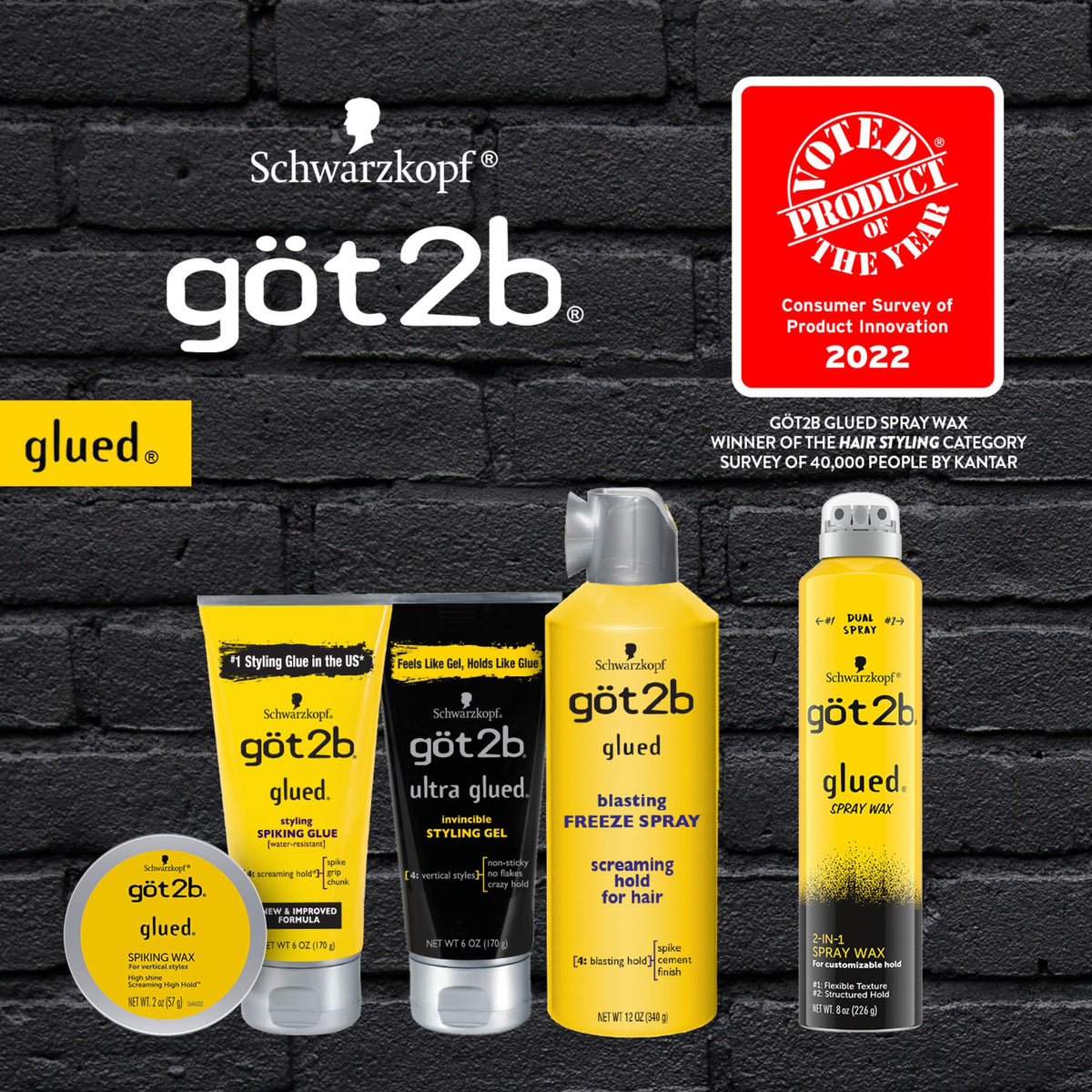 Got2B Glued two‑pack displayed on shelf for easy refills and frequent styling needs