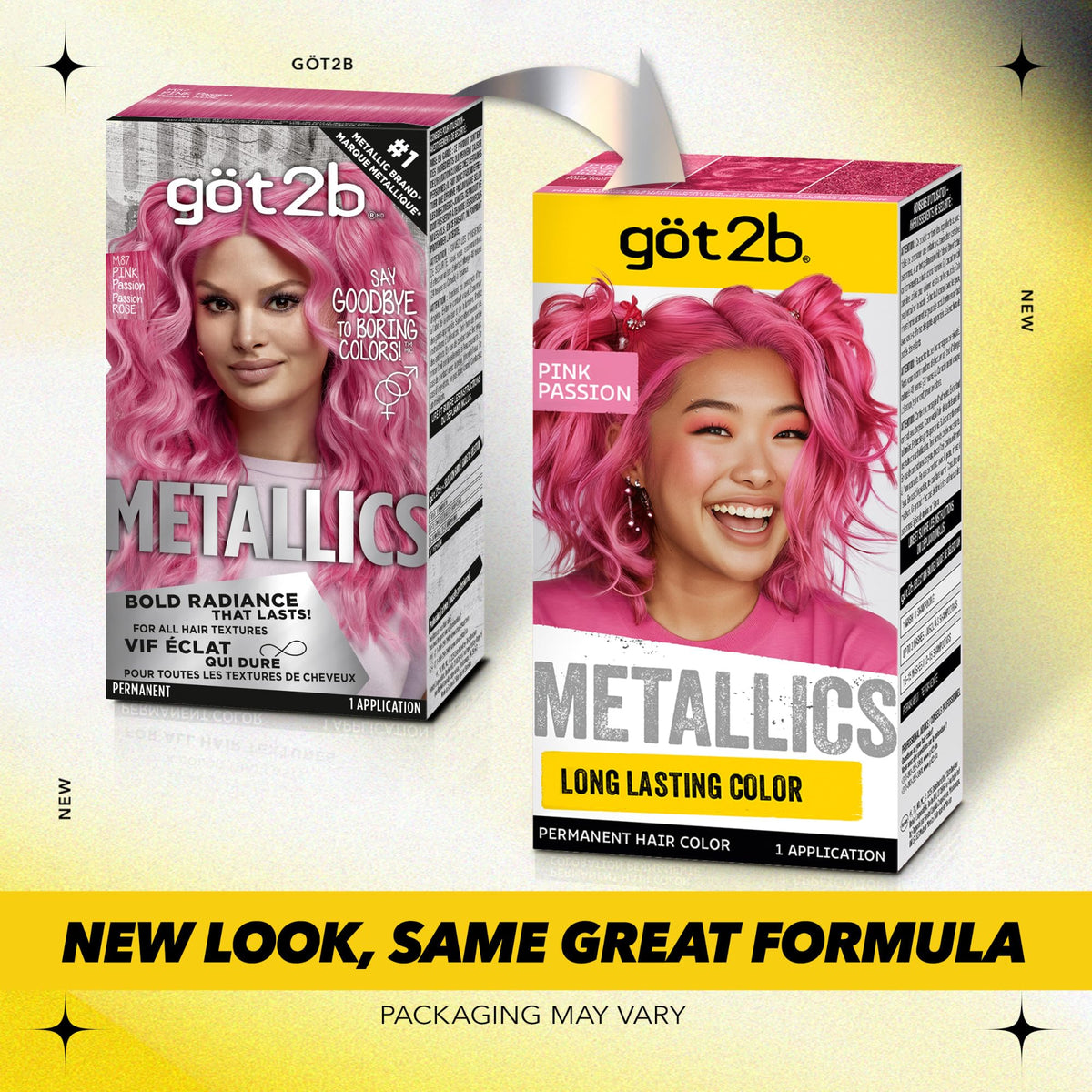 Got2B color swatch strand illustrating Pink Passion metallic sheen