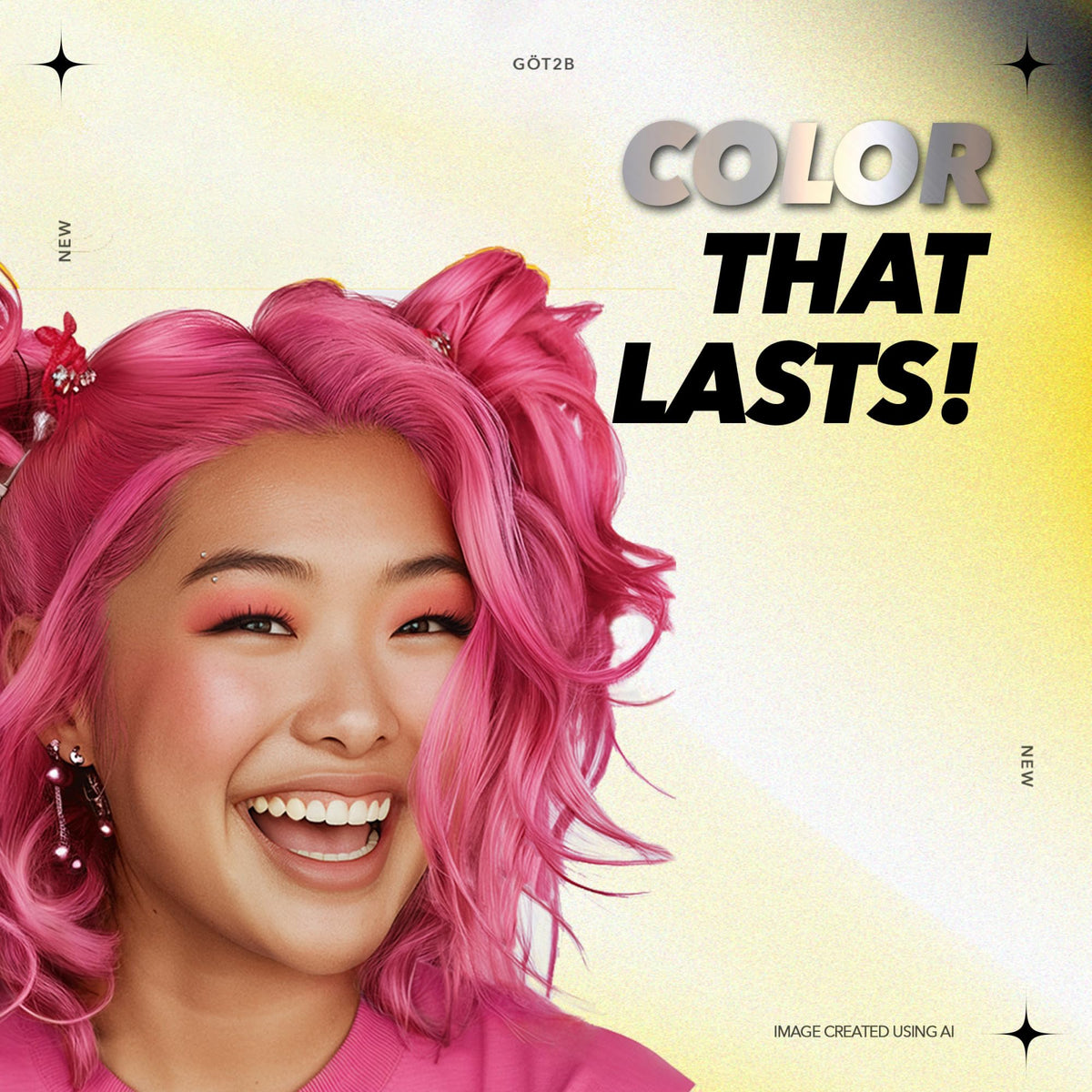 Got2B result on dark blonde hair with cool metallic pink highlights