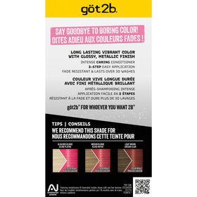 Got2B result on light brown hair showing deeper pink metallic tones