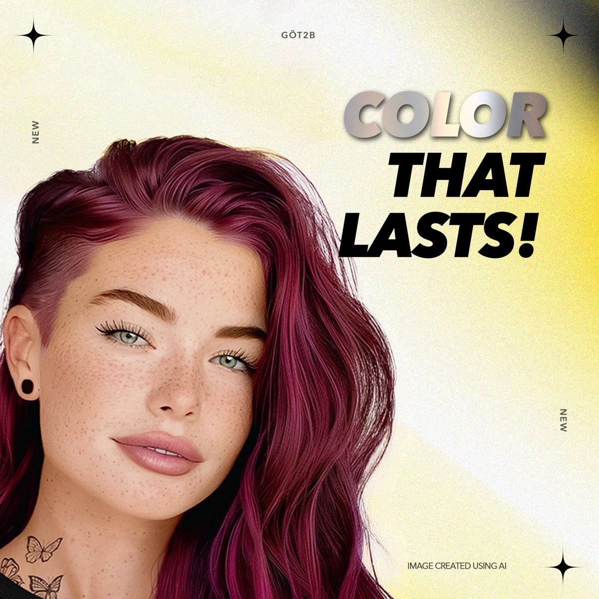got2b modeled hair full length in Dark Ruby showing vibrant sheen
