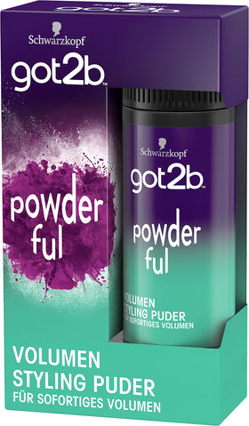 Got2B POWDER'ful front packaging showing compact 10g container benefit easy storage