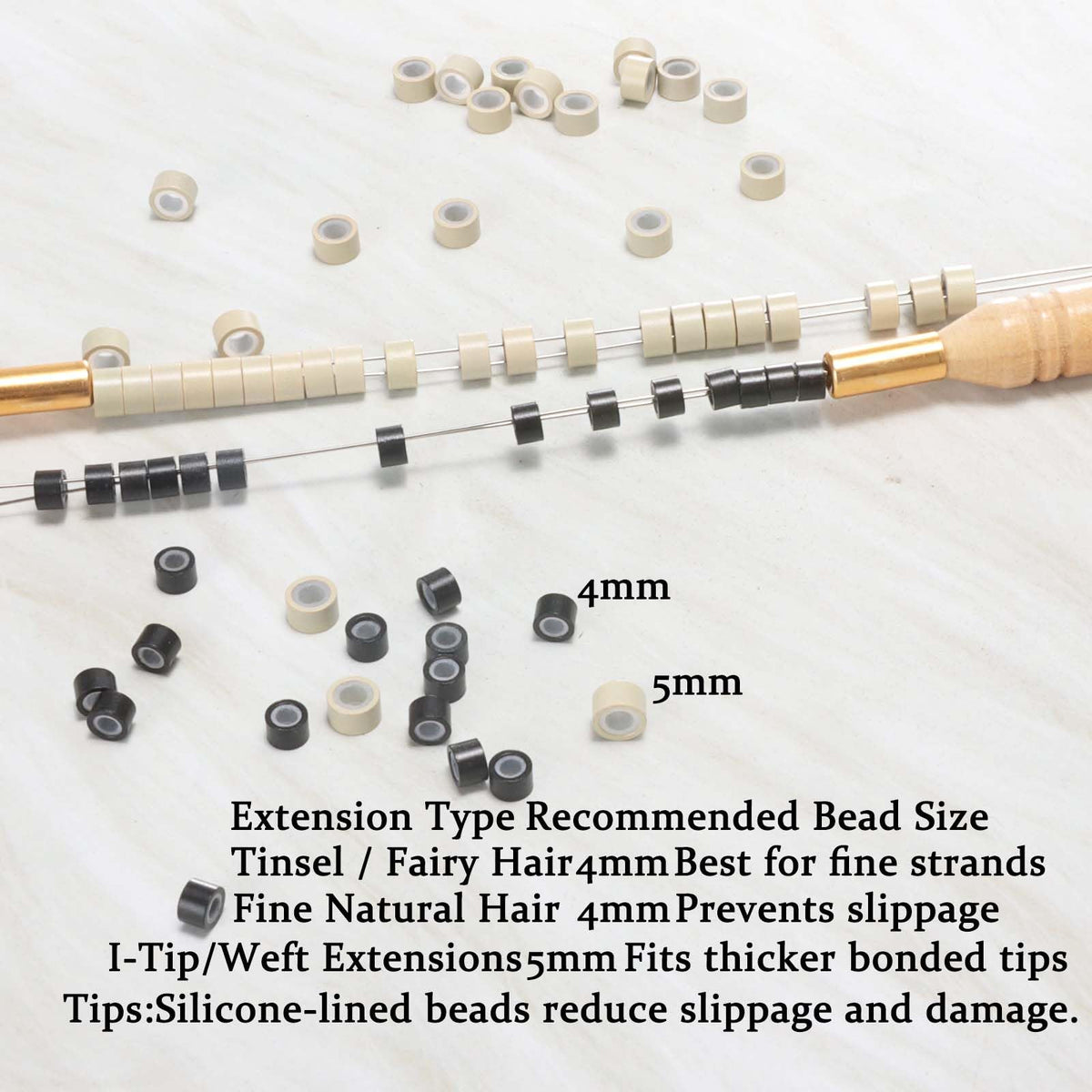 GOTDYA close-up of silicone liner inside bead protecting hair strands
