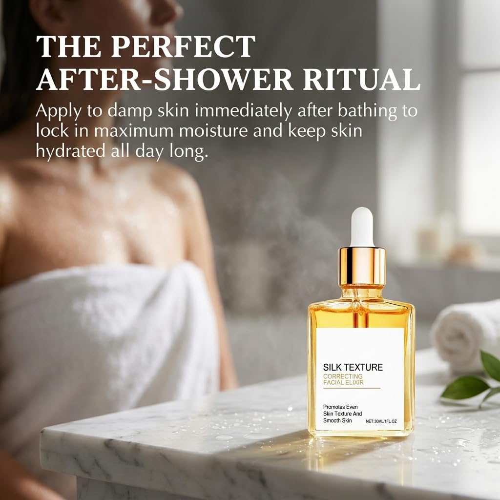 Gouda Silk bottle in a bathroom setting, suggests daily routine and subtle fragrance benefit
