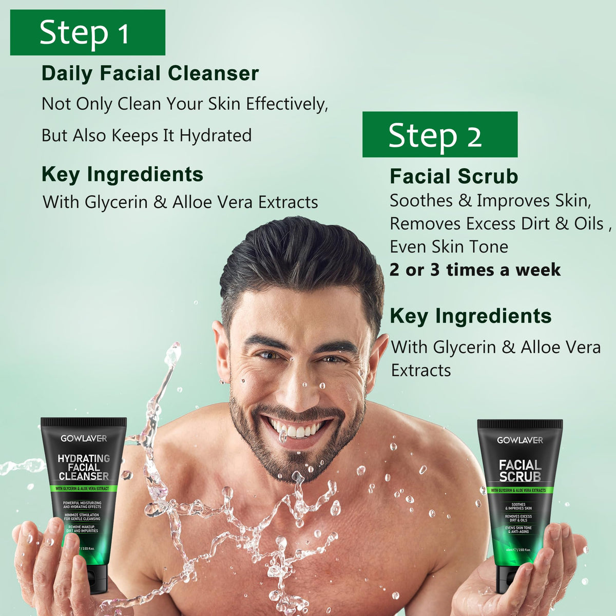 GOWLAVER toner splash closeup showing lightweight hydration and balance