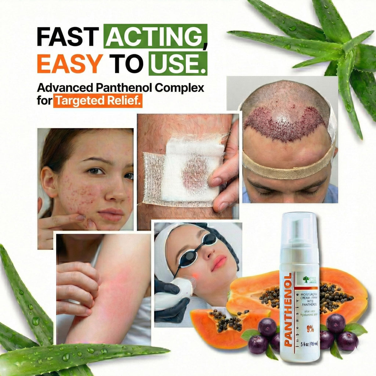 GPC GREEN PHARM COSMETIC ingredient label showing panthenol, hyaluronic acid, and aloe benefits