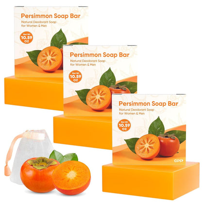 GPP persimmon soap front packaging showing product and benefits