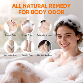 GPP persimmon soap in shower scene illustrating deodorizing use