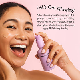 grace & stella applying serum to cheek with fingers, indicating gentle absorption and smoothing