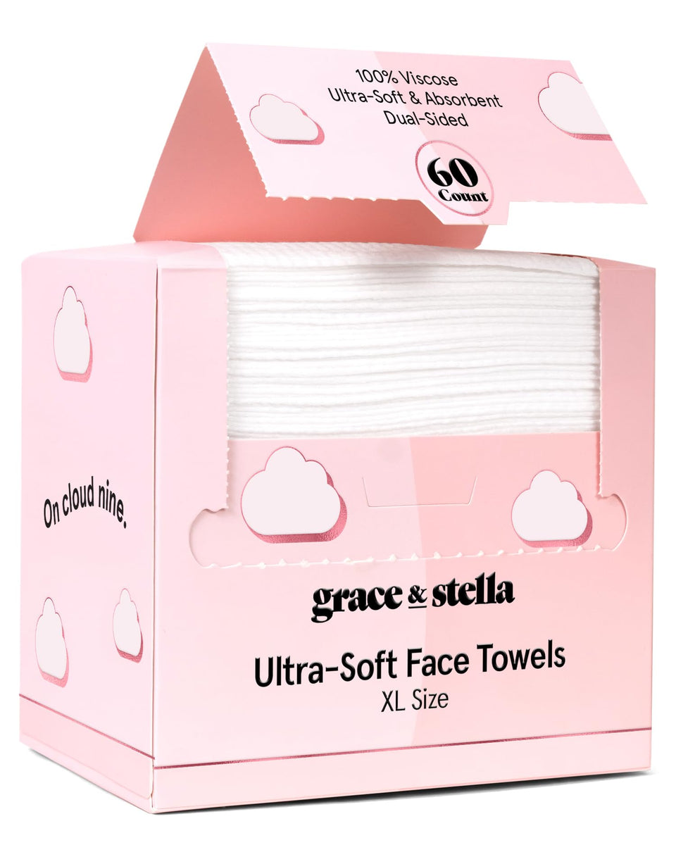 grace & stella front packaging showing pink box and 60-count convenience