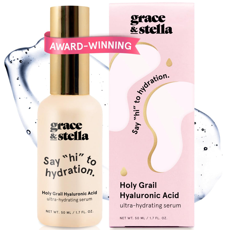 grace & stella front packaging showing bottle and label benefit: clear branding and readability