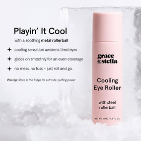 grace & stella close-up of metal rollerball delivering cooling, precise application