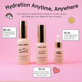 grace & stella texture drop closeup showing lightweight serum and quick absorption