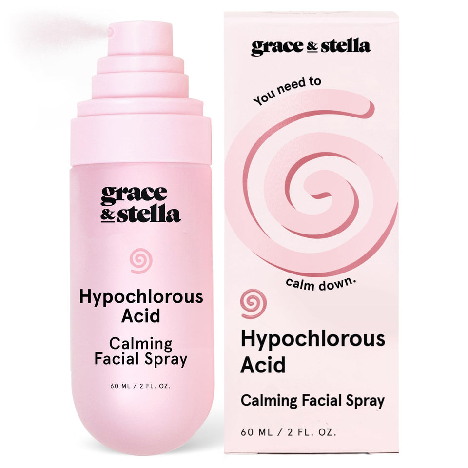 grace & stella front packaging showing compact travel bottle and calming benefit