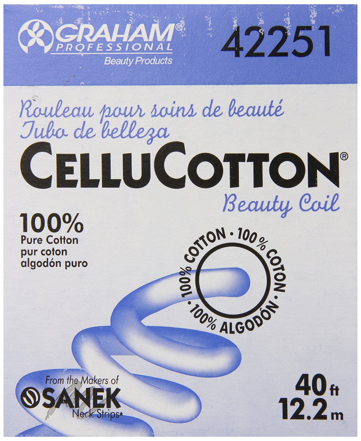 Graham cellucotton front packaging showing 40 feet coil and neat dispensing benefit