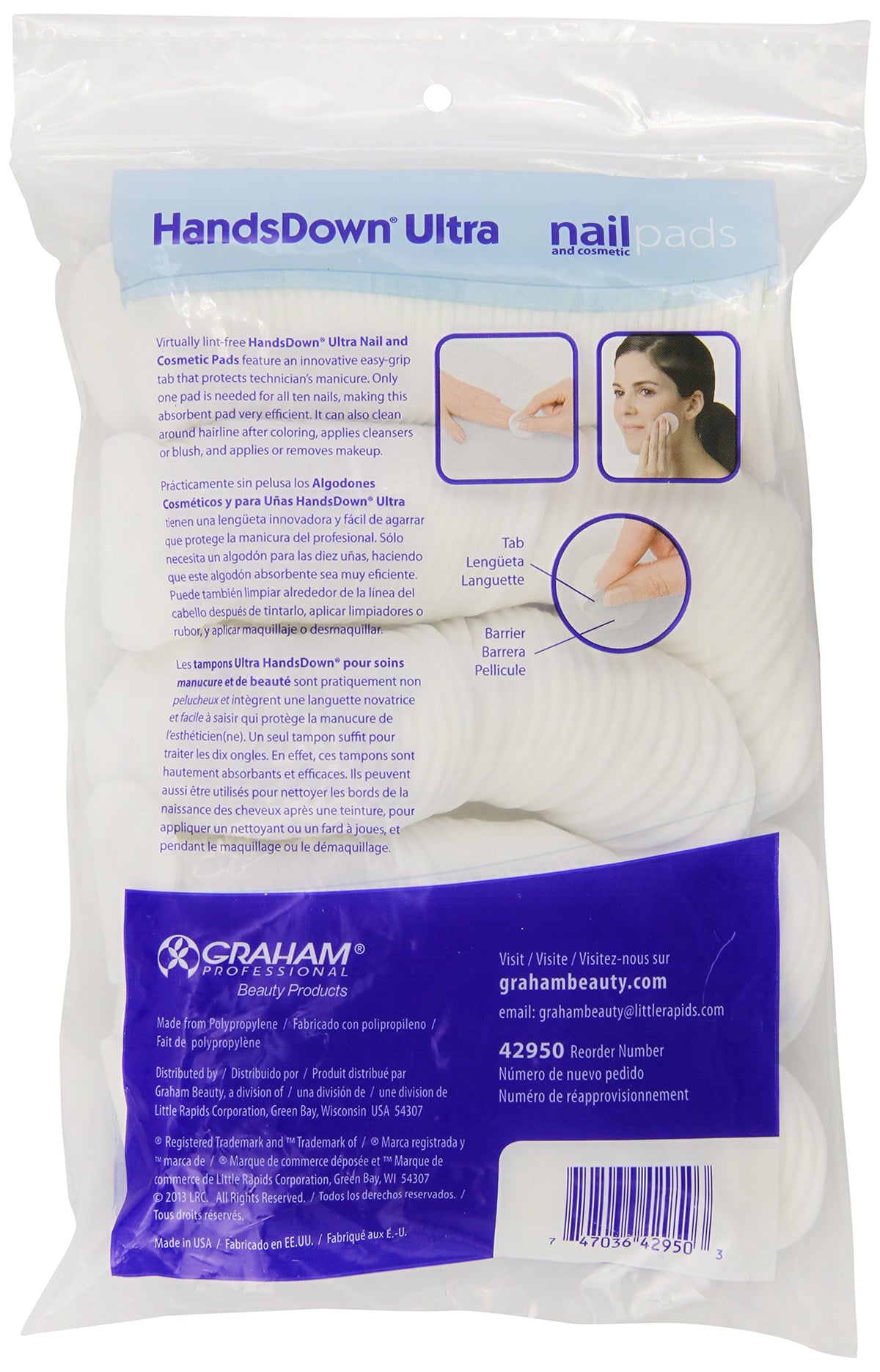 Graham Hands Down close-up of poly tab and pad edge — secure grip and cleaner application