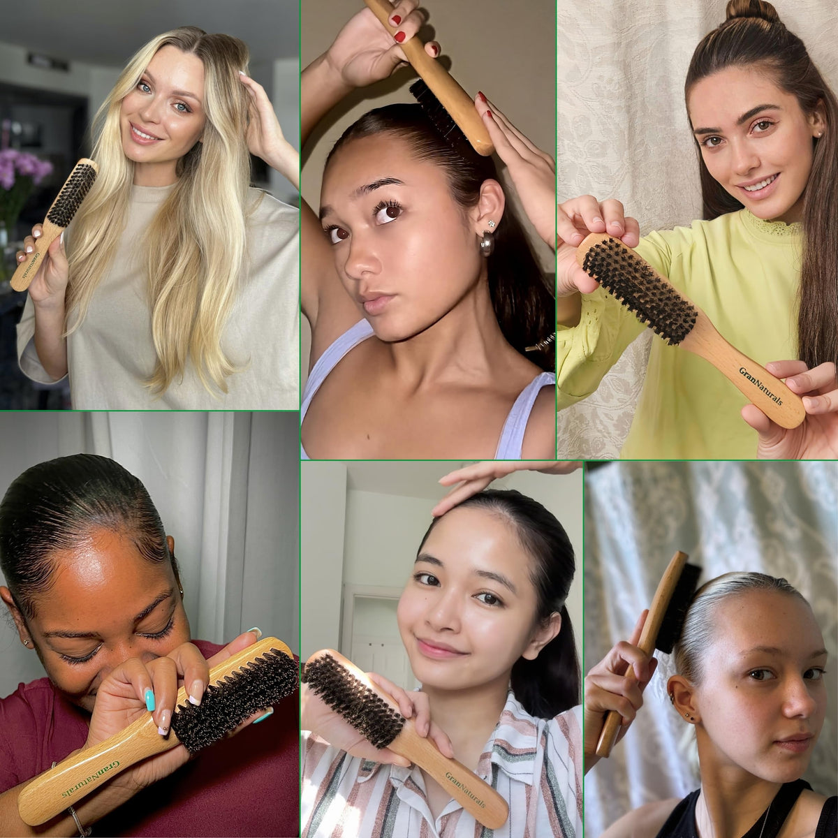 GranNaturals brush next to comb in travel set for convenient styling on the go