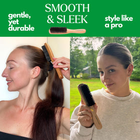 GranNaturals brush smoothing damp hair to create a sleek, frizz-free finish