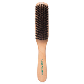 GranNaturals front packaging of slick back brush showing size and finish benefit