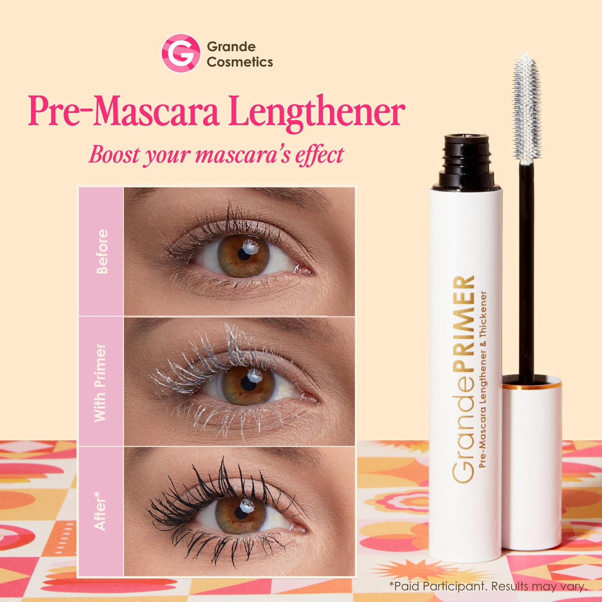 Grande Cosmetics GrandePRIMER molded brush close-up for precise separation