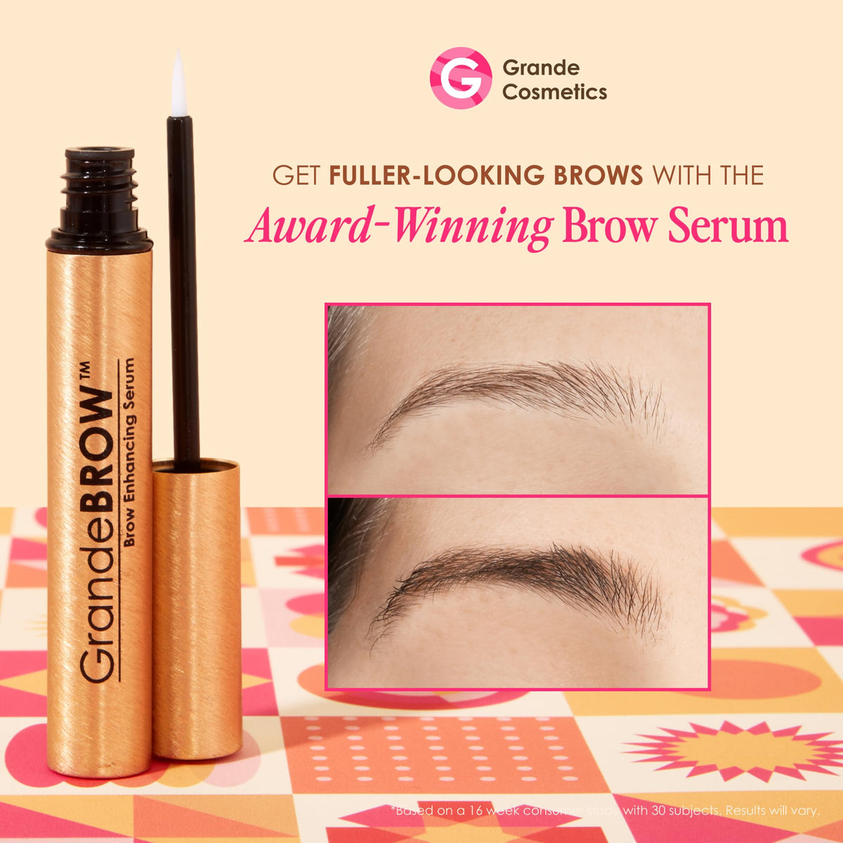 Grande Cosmetics mini trio next to hand showing scale and travel-friendly convenience