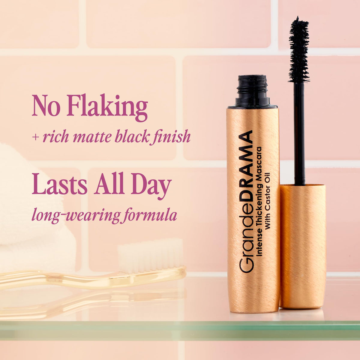 Grande Cosmetics before and after lashes comparison, demonstrates visible volume