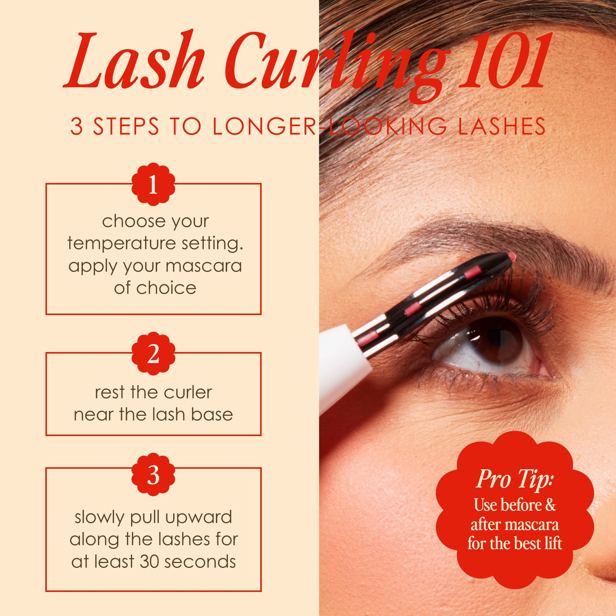 Grande Cosmetics curler inside a makeup bag in lifestyle scene showing on-the-go convenience and quick touch-up benefit