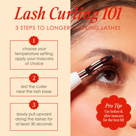 Grande Cosmetics curler inside a makeup bag in lifestyle scene showing on-the-go convenience and quick touch-up benefit