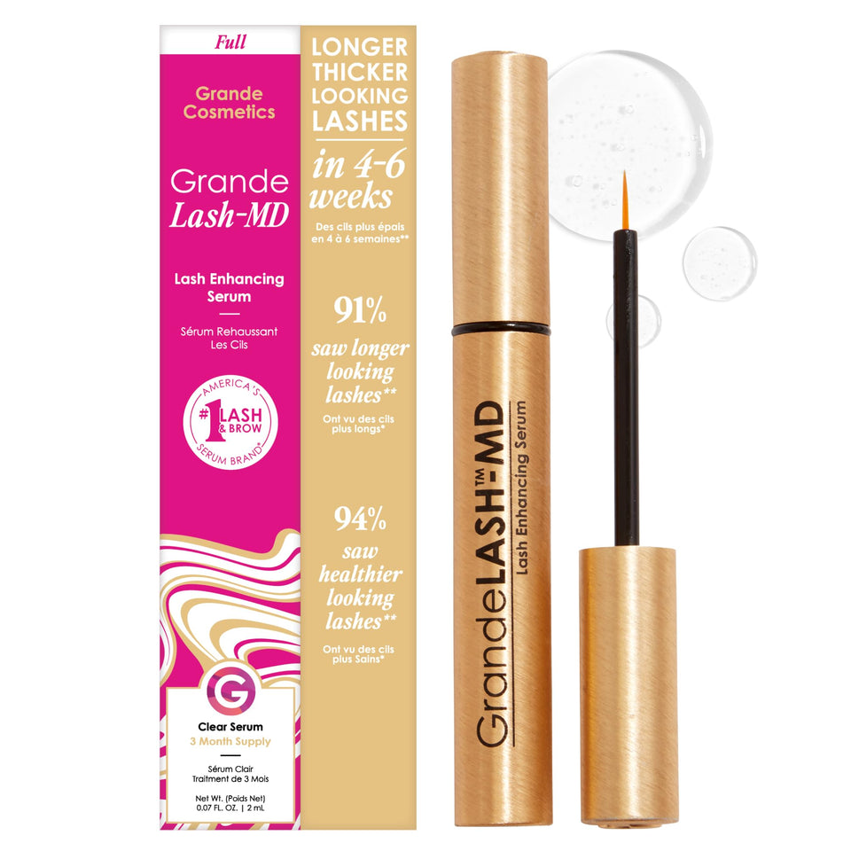 Grande Cosmetics front packaging showing product and tube, highlights award-winning formula