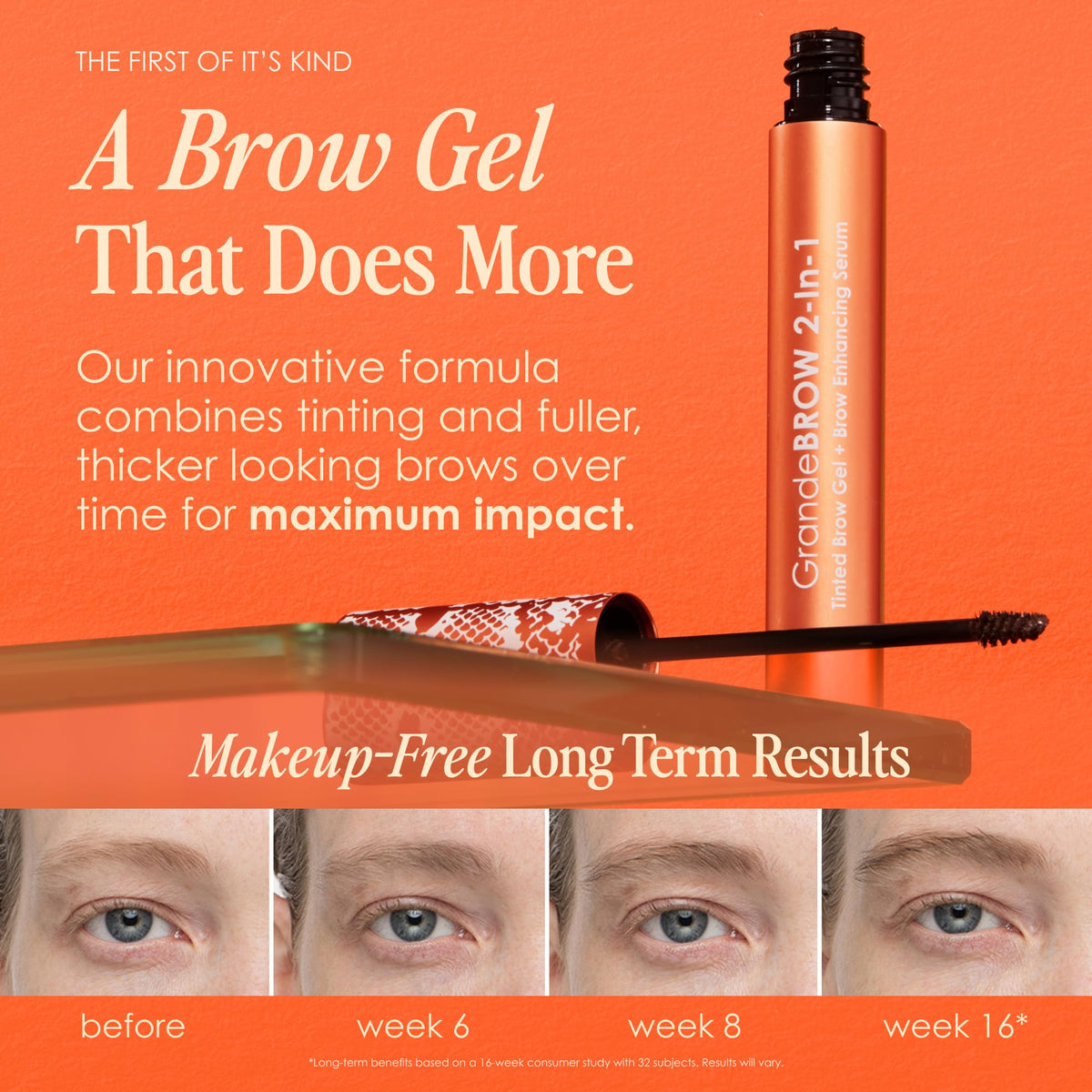 Grande Cosmetics applied on brow model demonstrating natural definition