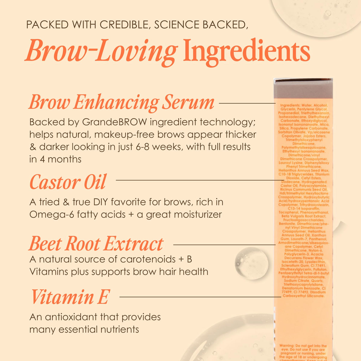 Grande Cosmetics GrandeBROW travel size held in hand showing portability benefit
