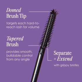 Grande Cosmetics GrandeWRAP applied on lashes showing lift, separation and length benefit
